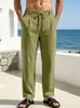 Pantalones casuales cruzados para hombre para Amazon, exportación TK, talla grande, cintura elástica con cordón, pierna recta, transpirables, ajuste holgado, pantalones largos