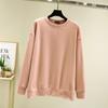 Suéter de terciopelo de otoño e invierno con cuello redondo para mujer, holgado, de manga larga, top versátil, camisa básica gruesa forrada de polar, cálido, color sólido, talla grande