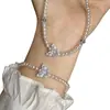 Pulsera de Banda Azul Estilo Ins con Cuentas Checas Redondas Perlas Swarovski Mariposa de Circonita Completa para Mujer Versátil de Gama Alta Nicho Cordón Elástico