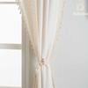 Cortinas Transfronterizas, Cortinas de Puerta Estilo Americano, Productos Terminados para Ventana Saliente de Sala de Estar y Dormitorio, Color Sólido Hueco Transmitente de Luz Retro, Productos Terminados de Fábrica al por Mayor