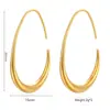 Brincos de Aço Inoxidável Fundido em Formato de Ovo Estilo Minimalista Europeu e Americano para Mulheres, Brincos Modernos em Ouro 18K, Acessórios de Orelha Estilo Ins em Tamanhos Grande, Médio e Pequeno