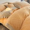 Cama de veludo esculpido em estilo japonês de quatro peças de veludo coral de inverno capa de colcha quente e confortável roupa de cama de veludo de leite engrossado