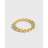 214 Anillo de Plata de Ley S925 con Cuentas Planas Geométricas de Nicho Estilo Coreano Anillo de Plata Todo-partido para Mujer
