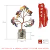 Árbol de la Fortuna de Cristal Natural 19 Ramas Cubo de Agua Base de Vidrio Recipiente del Tesoro para Hogar y Oficina Ornamento de Cristal de Atracción de Riqueza