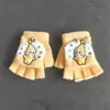 Guantes Infantiles de Medio Dedo con Tapa abatible y Muñecos de Dibujos Animados 3D, Felpa y Engrosados para Calidez en Otoño e Invierno, Adecuados para Estudiantes al Escribir