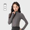 Ropa Deportiva de Exterior para Mujer en Otoño e Invierno, Cuello Alto Cortavientos, Efecto Adelgazante en la Cintura, Ropa de Yoga de Manga Larga, Top de Ropa Fitness para Pilates