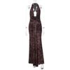 Estilo Europeo y Americano Primavera 2026 Nuevo Transfronterizo Moda Femenina Sexy y Elegante Cuello Halter de Pico Profundo Espalda Descubierta Ajustado Fruncido Vestido