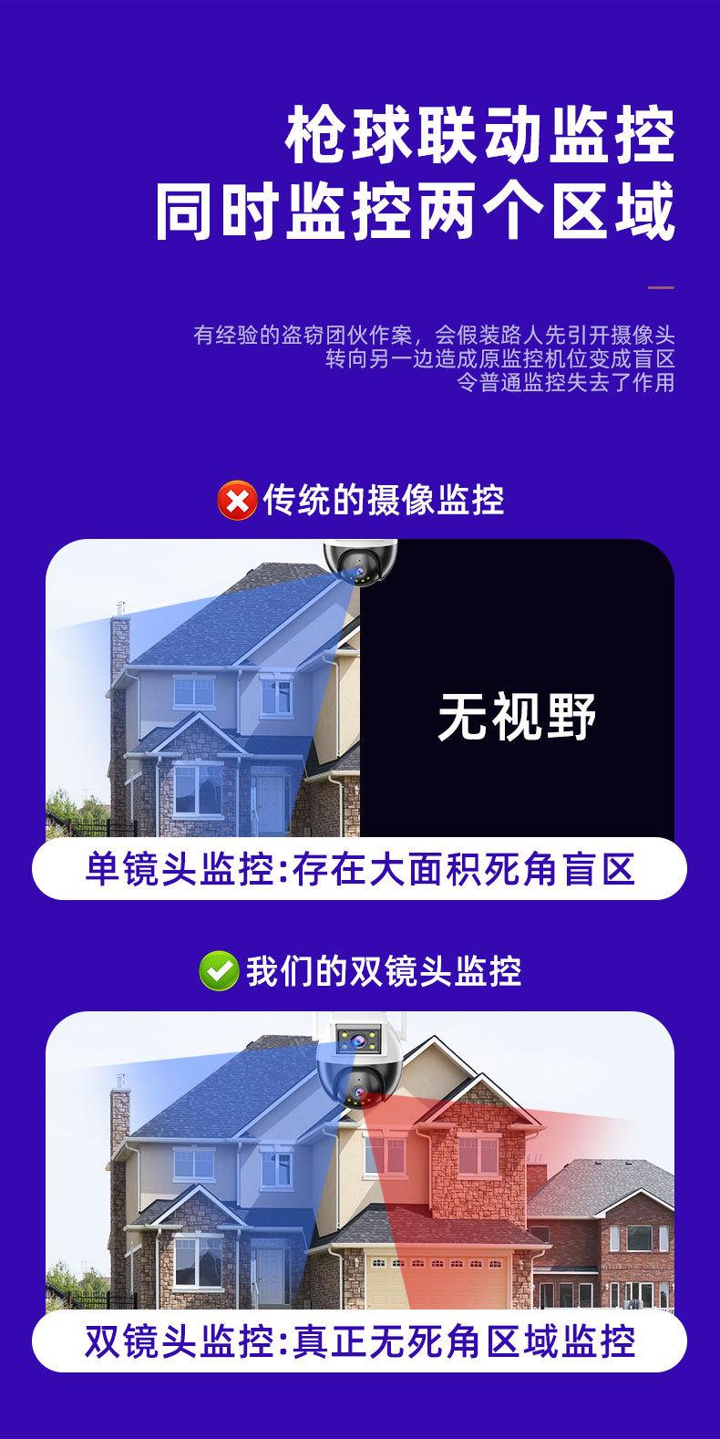 V380厂家直销私模4G双目枪球联动监控摄像头室外双摄防水户