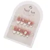 Desenhos animados fofos usando pedaços de unhas blush gradiente francês nail art patch livrinho vermelho explosões menina fofa pedaços de unhas pré-fabricados