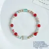Nuevo Pulsera de Doble Círculo de Piedra Shoushan Estilo Chinoiserie para Mujer, Lujo Accesible de Nicho, Exquisita y de Alta Gama Pulsera de Vaina de Loto Rodolita, Joyería de Mano