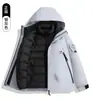 Forro de plumón de algodón Chaqueta Exterior Tres en Uno Ropa de Abrigo para Mujer Traje de Montañismo para Hombre Cortavientos Impermeable con Capucha 26 Nuevo Estilo