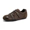 Zapatos de Entrenamiento Antideslizantes de Suela Blanda Alemanes para Mujer, Otoño 2026, Hebilla Cuadrada Doble de Metal, Superficie de Cuero Retro, Bloques de Color, Zapatos Versátiles para Mujer