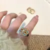 Anillo de Diamantes de Colores Perla Gota de Aceite Estilo Palacio para Mujer, Artesanía Pesada, Lujo Ligero, Temperamento Vintage, Anillo de Moda Único y Moderno