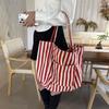 Nuevo Estilo Bolso de Hombro Fresco a Rayas Estilo Lazy Bolso de Lona para Compras Simple Gran Capacidad Bolso Tote para Viajes