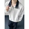 Colección Otoño 2026: Sudadera extragrande estilo Hong Kong con cuello de contraste, hecha de algodón de alta calidad, tallas M-5X, HW26678