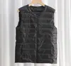 Chaqueta de Plumas Anti-temporada para Mujer Invierno Coreana Nueva Cuello Redondo Cremallera Ajustada de Corte Delgado Longitud Media Chaleco de Moda Cálido Chaleco Hombro Explosion