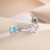 Hensen Versión Coreana Color Dopamina Colgante Gota de Agua Estrella Circonita Hélice Oreja Clavo de Hueso Nicho Ins Chica Pendientes de Perforación