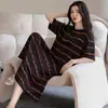 [Algodón Puro] Nuevo Estilo 2026 Bata de Noche para Mujer, Vestido Delgado de Manga Corta de Verano, Rayas, Se Puede Usar Afuera, Ropa Casual para el Hogar