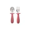 Garfo e colher de cabo curto para bebê, aço inoxidável 304, cabo de silicone para bebês e crianças pequenas, projetado para treinamento de autoalimentação e como utensílio de alimentação infantil