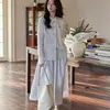 Conjunto de Ropa de Primavera y Otoño para Mujer, Elegante Blusa de Manga Larga y Falda de Cintura Alta de Longitud Media Conjunto de Dos Piezas