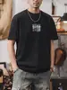 Camiseta Masculina Retro Americana Pesada Manga Curta Algodão Puro Verão 2025 Nova Marca Tendência Corte Solto Camiseta Masculina Atacado