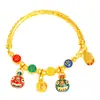 Brazalete Familiar de Tres Bestias Devoradoras de Oro Sha Jin Vietnamita de Larga Data Ping An Alegría Media Pulsera Pulsera Accesorios Retro Mujer