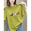 Camiseta Feminina de Algodão Puro Manga Curta com Ombro Reto Estilo Verão 2026 Moda Ins Estilo Coreano Moda de Nicho Versátil Reduzir Idade Top Branco Tendência