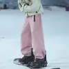 Calças de Snowboard e Esqui Rosa, Proteção Tripla, Forradas com Fleece, Calças de Esqui Grossas para Trabalho, Calças Casuais Unissex, Resistentes ao Frio