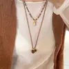 Bendición de Año Nuevo de Prosperidad y Bienestar, Cadena Larga para Suéter de Calabaza Esmaltada Marrón Rojizo Estilo Chino Nuevo Glaseado por Goteo Cadena de Cuerda Trenzada Collar de Nicho