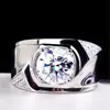 Anillo de diamantes simétrico lateral de moda europea y americana personalidad anillo para hombre micro incrustación transfronteriza encanto dominante anillo para hombre