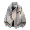 Chaqueta Tie-Dye con Cuello Alto para Hombre, Otoño 2026, Botones Metálicos Vintage, Abrigo Holgado Casual de Alta Gama, Moderno
