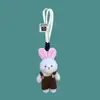 Macacão Fofo Urso Rosa Coelho Desenho Animado Boneca Pingente de Mochila Casal Chaveiro de Pelúcia Pequeno Presente