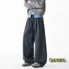 Pantalones Casuales de Moda de Lana Gruesa Holgados de Alta Gama con Diseño de Cuadros Plisados Estilo Americano para Hombre Nuevo de Invierno
