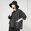 Camisas Simples para Mujer de Primavera y Verano Estilo Hong Kong Tendencia Diseñador Asimétricas de Tres Cuartos Mangas Sueltas Casual Moda para Mujer