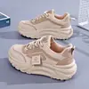 Sapatos de Pai Chunky com Plataforma Aumento de Altura 2025 Primavera Sapatos Femininos de Cano Alto Moda Versátil Sapatos Femininos Respiráveis com Solado Macio Tênis Casuais