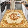 Tapete de Piso de PVC com Padrão de Mármore e Dourado, Limpeza com um Pano, à Prova de Óleo, Impermeável, Capacho Doméstico Antiderrapante, Cobertura Total, Tapete para Piso de Cozinha