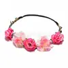 Rosa Tecido Flor Coroa Coroa de Noiva Coroa de Casamento Acessórios para o Cabelo Princesa Boêmio Elástico Headband