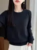 Top base de manga larga para mujer, mezcla de seda y lana sin costuras, finamente hilado, suave, hipoalergénico y sin costuras, perfecto para usar en capas en otoño e invierno.