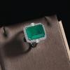 Adornos de Corazón Joyería Europea y Americana Nuevo Retro Zircón Simulación Esmeralda Incrustada Princesa Cuadrada Piedra Principal Ajuste Transfronterizo Dedo