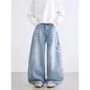 Jeans con estampado de letras para hombre, primavera y otoño, pantalones rectos holgados de pierna ancha estilo American high street, pantalones largos versátiles y elegantes de moda