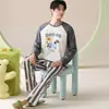 Algodón Puro Conjunto de Pijama de Manga Larga con Dibujos para Hombre Ropa de Casa Talla Grande Pantalones Sueltos Otoño para Hombre Se Puede Usar al Aire Libre