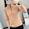 Outono e inverno veludo fleece feminino forrado com lã quente esportivo respirável camisa base montanhismo corrida pulôver camiseta top