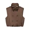 Atacado de roupas femininas transfronteiriças outono 2026 novo estilo europeu e americano design versátil colete plissado de abotoar 8338770