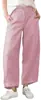 Calça cropped de perna larga elegante e afunilada de cor sólida com botões, nova para o verão, casual, solta, de cintura alta, transfronteiriça europeia e americana