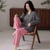 Pode ser enviado em nome de terceiros: Pijama feminino para primavera e outono, feito de algodão puro, fino, de manga longa, novo modelo 2026, roupa de casa elegante e de alta qualidade para o verão