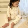 Traje de Casa de Algodão Estampado Stretch Estilo Coreano para Bebê Terno de Renda Moderno e Lindo para Recém-nascido Confortável Moderno