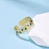 Anillo de Dedo de Plata 9999 Esmalte anillo de glicinia Plata de ley para mujer abierto esmalte corazón de oro sutra abierto anillo de método antiguo