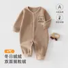 Macacão de Lã Dupla Face para Bebê, Tipo A, Quentinho para Meninos e Meninas, Roupa Quente para Exterior para Outono e Inverno, Macacão de Lã para Engatinhar