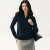 Suéter Casual Simples de Meio Zíper para Mulheres, Outono de 2026, Modelagem Solta, Gola Alta, Suéter de Tricô Cashmere