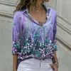 En stock primavera y verano 2024 europeo y americano AliExpress nuevo comercio exterior moda estampada mujer manga larga holgada camisa